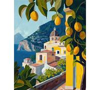 Heaen Citron Peinture par Numéro Adulte,DIY sans cadre peinture à l'huile acrylique pour Débutants,Architecture Facile sur Toile 40x50cm Avec Peintures et Pinceaux Decoration Maison