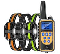 Heaflex Collier électrique pour chien, étanche, rechargeable, télécommandé, 260 m, lumière LED, grincement, vibration, choc pour races moyennes et grandes, 3 colliers électroniques pour chiens