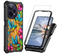 HEAKIERG Coque pour Cricket Icon Plus 2026/AT&T Verge 2 avec 1 protecteur d'écran, double couche hybride intégrale antichoc et anti-chute, coque durable pour homme et femme, colibri Morning Glory