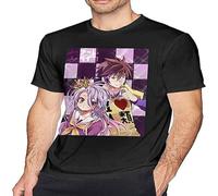 HEAL TH SHOE PAD No Game No Life Sora & Shiro Men's Cotton Round Neck T-Shirt Casual Black XL