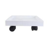 HEALANAN Résine pour Pots de Fleurs Blanche à roulettes Plateau Carré | Roues Universelles Base, Limite les Débordements de Terre, pour Jardinières Lourdes et Balcon