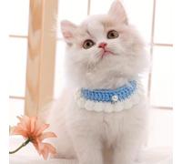 Healand Écharpe Col pour Animaux Tricotée Main - Bandana en Laine Tissée au Crochet, Accessoire Vestimentaire pour Chien, Chat ou Chaton pour Accessoires Photographie,Bleu,L