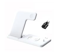 HEALBYBLE Support de Chargeur sans Fil Rapide 30W for Montre téléphone Station Chargement Pliable 4 en 1 for d'écouteurs,Compatibilité Universelle(4 in 1 White with Plug)