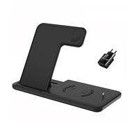 HEALBYBLE Support de Chargeur sans Fil Rapide 30W for Montre téléphone Station Chargement Pliable 4 en 1 for d'écouteurs,Compatibilité Universelle(4 in 1 Black with Plug)