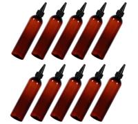 HEALEEP 10 Pièces Flacon Distributeur de Shampoing 250ml en Plastique Marron, Bouteille de Portable, Étanche, pour Salle de Bain et Hôtel