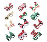 HEALEEP 12 Pièces Lunettes de Noël Réutilisables Plastique Ensemble de Cadres pour Fête de Noël Accessoires Amusants pour Photobooth et