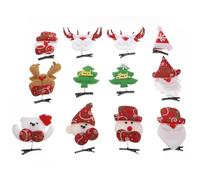 HEALEEP 12pcs Épingles à Cheveux de Noël pour Garçon et Filles, Légères Tissu, Design Classique Éléments Festifs, pour Fêtes de Noël et Déguisements Plusieurs styles