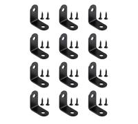 HEALEEP 12pcs Équerres d'angle Épaissie en Acier Inoxydable Noir 90° L-Forme Renfort Léger pour Étagères et Armoires Garage ou Jardin avec 24pcs Vis