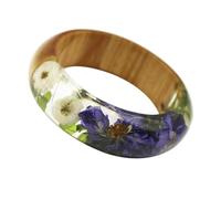HEALEEP 1pièce Bracelet Fleurs Séchées Résine avec Fleur de Delphinium Décoration de Poignet Bois Accessoire Vestimentaire Chinois Han Style Artisanal et Élégant Style Plusieurs styles