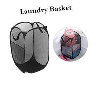 HEALEEP 1pièces Panier à Linge Pliable Pour Vêtements Et Pantalons Avec Poignées Ergonomiques Fil Acier Et Maille Respirante Noir
