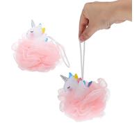 HEALEEP 2 Pièces Boules de Bain Exfoliantes Licorne pour Filles Garçon et Filles, Nettoyage Doux, Mousse Riche en Matériaux Pp et Pe, Bain Quotidien