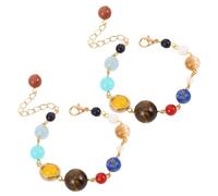HEALEEP 2 pièces Bracelet Système Solaire Ajustable Pierres Naturelles Galaxy Guardian pour Femmes et Hommes Bague Planète Perles Space Beaded Jewelry