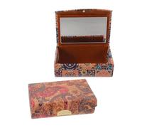 HEALEEP 2 Pièces Coffret Maquillage Lèvres Vintage en Liège avec Miroir, Motif Floral Rétro, Boîte de Rangement Cosmétique Portable pour 2 Rouges à Lèvres, pour Voyage