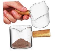 HEALEEP 2 Pièces Coffret Tasses à Espresso Verre Transparent avec Poignée Isolante et Graduation Claire Pichet Multifonction pour Latte Café et Sirop Facile à Nettoyer pour et