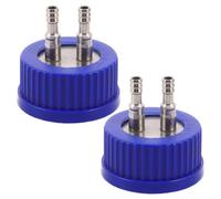 HEALEEP 2 Pièces Couvercle Double Port Bleu pour Flacon de Culture et Bouteille de Laboratoire, Transfert Liquide Précis, Matériau Métal et Plastique, Adapté aux Processus de Laboratoire