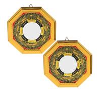 HEALEEP 2 Pièces Miroir Bagua Feng Shui Traditionnel pour Protection Porte Richesse et Harmonie Énergétique Décoration