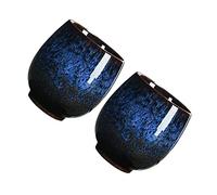 HEALEEP 2 pièces Tasses à Thé Céramique Ensemble de Tasses à Main de Kung Fu Design Élégant et Pratique Couleur Bleue pour Amateurs de Thé