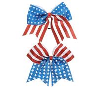 HEALEEP 2pcs Anneaux de Cheveux Nœud Tressé Motif Drapeau pour Parade et Célébration, Élastique Pratique pour Maintenir Cheveux en Place, pour Filles