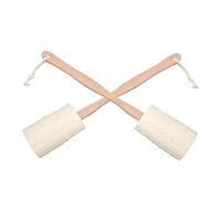 HEALEEP 2pièces Loofah Back Scrubber Exfoliating Shower Brush with Long Wooden Handle for Gentle Massage and Deep Back Cleaning