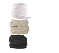HEALEEP 3 paires Lacets Plats Coton Pur Lacets Larges Antidérapants pour Baskets Chaussures Sport et Casual Remplacement Blanc Noir et Beige