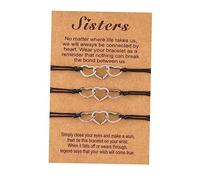 HEALEEP 3 pièces Bracelet Amitié Lot de Main Acier Inoxydable avec Cœur Creux pour Femmes Parfait pour Entre Meilleures