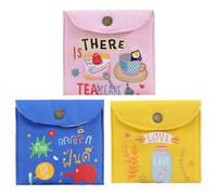 HEALEEP 3pcs Pochette pour Serviette Hygiénique en Toile Bouton Design Petite Taille Légère Style Mode pour Femmes Rangement Pratique Lors des Déplacements Style Aléatoire