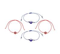 HEALEEP 4 Bracelets Tressés Oeil Maléfique Bleu, Amulette Protection Maison | Charmes Pendentifs Turcs en Alliage et Verre, Décoration Poignet, Protection le Mauvais Sort