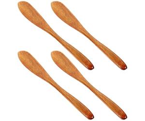 HEALEEP 4 Couteaux à Beurre en Bois de Nanmu, Tartineurs à Crème pour Confiture, et Fromage, Lot de 4 Pièces, Couleur Laque, Ustensiles Cuisine pour Maison et Petit-déjeuner
