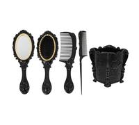 HEALEEP 5 Pièces Brosse à Cheveux Plate Démêlante avec Support et Miroir Peigne à Airbag pour Cheveux Longs et Épais Lot de Brosse et Peigne
