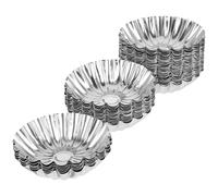 HEALEEP 50 Moules à Tartelettes en Acier Inoxydable 430 Résistants la Chaleur, Moules à Pâtisserie Multifonctions pour Œufs, Puddings et Muffins, Grand Modèle Polygonal pour Usage