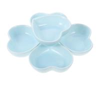 HEALEEP 6 pièces Lot de Assiettes Forme Cœur Bleu Plats à Sauce Soja Bols à Trempette pour Épices et Apéritifs Service Élégant Réutilisable