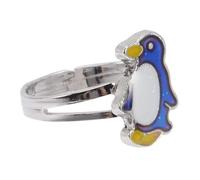 HEALEEP Bague Ajustable Ouverte Pingouin à Changement de Couleur Thermosensible, Anneau D’animaux pour Femmes et Adolescentes, Bijou pour Fêtes et Occasions Spéciales, Présent Original