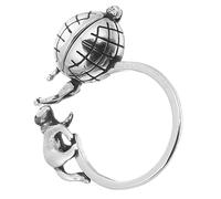 HEALEEP Bague Aromathérapie Chat en Cuivre Argenté, Anneau Vintage Ajustable Diffuseur Remplaçable pour Huiles Essentielles, pour Événements Spéciaux et Usage Quotidien