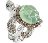 HEALEEP Bague Tortue Femme en Alliage Vert Clair Zircon Décoratif, Anneau pour Femmes, Présent Bijou Élégant pour Plage, Soirées et Occasions Spéciales, Taille 9