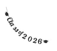 HEALEEP Bannière de Fête Noire Class Of 2026 en Papier, Décoration Facile à Installer pour Cérémonie de Remise de Diplômes Collège et Lycée