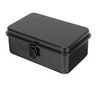 HEALEEP Boîte à Outils en Fer Noir Robuste Fermeture à Loquet, Petite Caisse à Outils Portable pour Garage et Bureau, Grosse Solidité