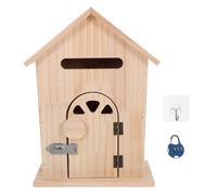 HEALEEP Boîte aux Lettres Murale en Bois Verrouillable de Maison Miniature, Style Vintage, Rangement Sécurisé pour Courrier et Objets Personnels, Entrée, Bureau ou École, Finition Bois