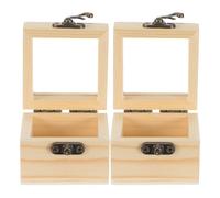 HEALEEP Boîte de Rangement Carrée en Bois avec Fenêtre Transparente et Couvercle à Charnière pour Collection et Organisation, Lot de 2 Pièces Éducatives et Élégantes