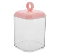 HEALEEP Boîte de Rangement pour Cotons-tiges Petite Taille Rose avec Couvercle, Organiseur Transparent Multifonction pour Salle de Bain, Porte-Coton-Tige et Accessoires de Maquillage,