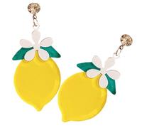HEALEEP Boucles D’oreilles Gouttes Citron en Acrylique Jaune Fruitées, 925 Argenté Orné de Cristaux, Bijoux pour Femme Été Fête Taille Unique Style Aléatoire