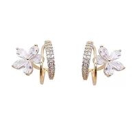 HEALEEP Boucles D’oreilles Griffes Fleurs Zirconium Pour Femmes, Clous En Alliage Plaqué Or, Sensation Piercing Multiple, Usage Quotidien Et Présents, Taille Standard