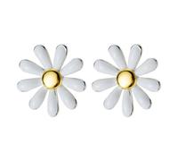 HEALEEP Boucles D’oreilles Marguerite Petites en Métal Léger Blanc, 1 Paire de Boucles D’oreilles à Fleurs pour Femmes et Filles, Bijoux Fins pour Usage Quotidien et Soirées