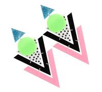 HEALEEP Boucles D’oreilles Pendantes Géométriques Multistrates en Alliage Léger, Design Triangulaire Fluorescent à Pois, Bijou pour Femmes, Soirée et Voyage, 1 Paire