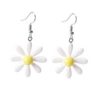 HEALEEP Boucles D'oreilles Fleuries Marguerite En Résine Bicolore, Légères Et Confortables, Bijoux D'été Pour Femmes Et Occasions Spéciales