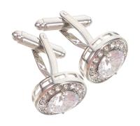 HEALEEP Boutons de Manchette en Zircon Argentés pour Hommes et Femmes, Faciles à Utiliser, Style Simple et Moderne, pour Occasions Spéciales Saint-Valentin