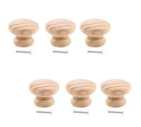 HEALEEP Boutons de Meuble en Bois Massif 4X3.2X2.8 CM Style Nordique Lot de 6 Poignées de Tiroir Vis pour Placards la Cuisine Usage Domestique