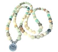 HEALEEP Bracelet et Collier Perles Naturelles Pierres Lotus Bijou Décoratif Méditation Yoga Élégant et Léger pour Femme