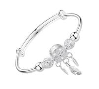 HEALEEP Bracelet Jonc Réglable Fil Inoxydable avec Charme Attrape-rêves Extensible Style Punk Minimaliste pour Poignet Ajustable Femme