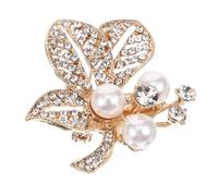 HEALEEP Broche Alliage avec Cristaux Insigne Élégante Perle Simulée Broche pour Robe Femme
