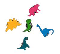HEALEEP Broche Dinosaure en Émail Style Cartoon, Lot de 5 Pièces, Bijoux pour Femmes, Épingles pour Vêtements, Accessoires Mode Décontractée et Formelle, Motif Coloré, Taille Moyenne